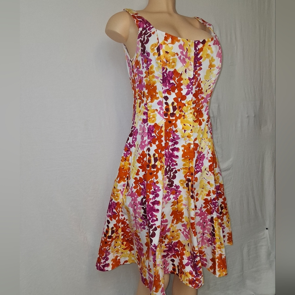 Jones Wear Multicolor Floral Midi Dress Sz 8 - Picture 14 of 17